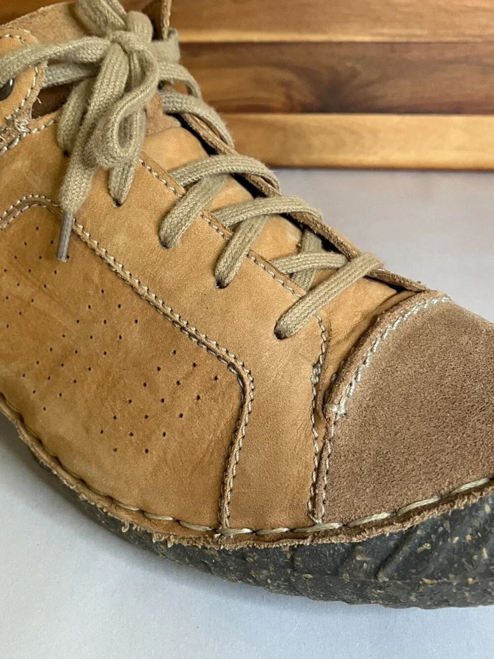 Josef Seibel Leather Comfort Oxford Shoes Tan Brown Lace Up 199778
